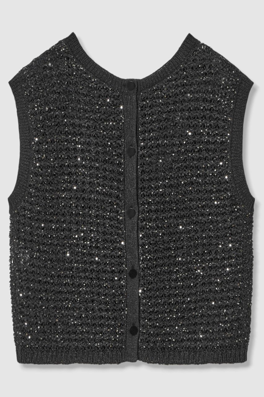 【アナイ/ANAYI】のシークインペーパーヤーン プルオーバー 人気、トレンドファッション・服の通販 founy(ファニー) 　ファッション　Fashion　レディースファッション　WOMEN　トップス・カットソー　Tops/Tshirt　ニット　Knit Tops　プルオーバー　Pullover　おすすめ　Recommend　コンパクト　Compact　スパンコール　Sequins　ベスト　Vest　エレガント 上品　Elegant　NEW・新作・新着・新入荷　New Arrivals　other-2|ID: prp329100004565366 ipo3291000000032286711