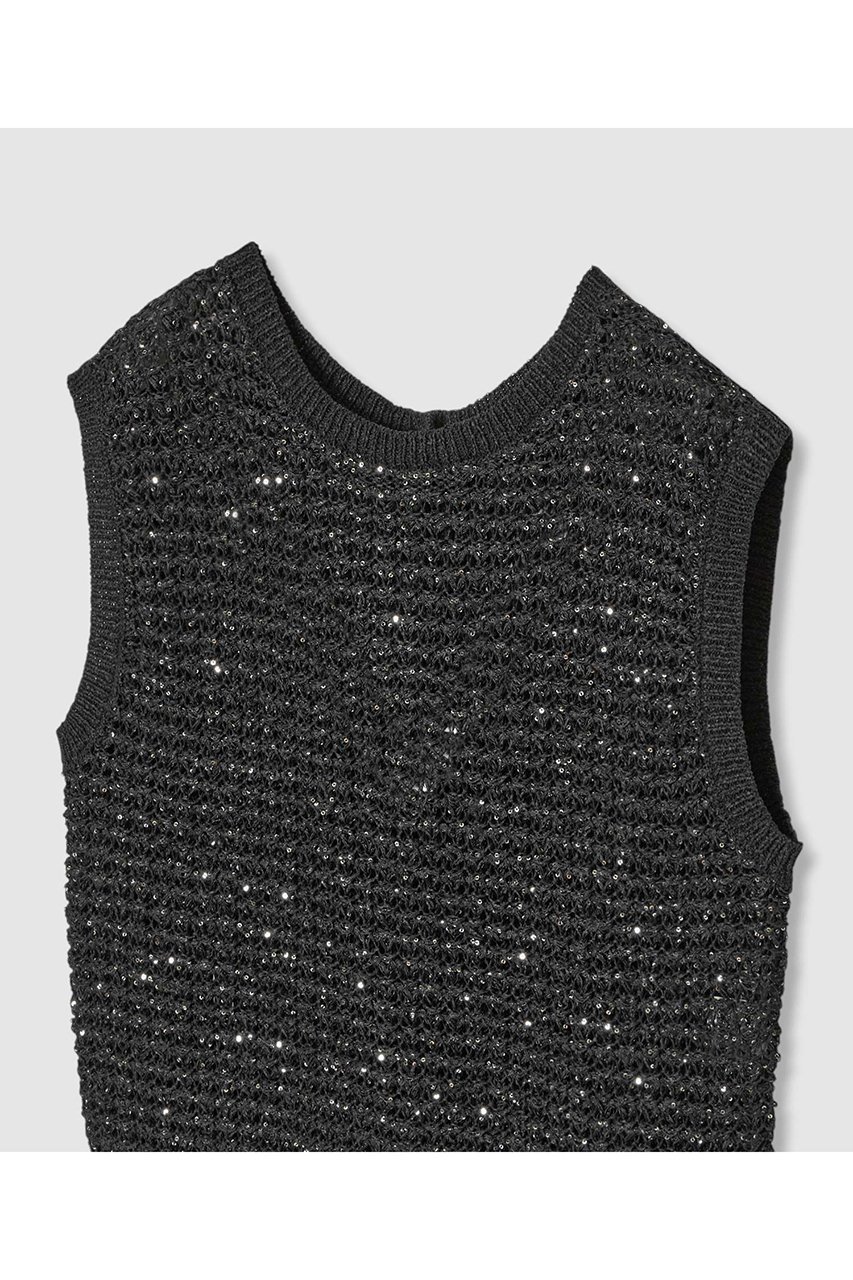 【アナイ/ANAYI】のシークインペーパーヤーン プルオーバー 人気、トレンドファッション・服の通販 founy(ファニー) 　ファッション　Fashion　レディースファッション　WOMEN　トップス・カットソー　Tops/Tshirt　ニット　Knit Tops　プルオーバー　Pullover　おすすめ　Recommend　コンパクト　Compact　スパンコール　Sequins　ベスト　Vest　エレガント 上品　Elegant　NEW・新作・新着・新入荷　New Arrivals　other-3|ID: prp329100004565366 ipo3291000000032286713