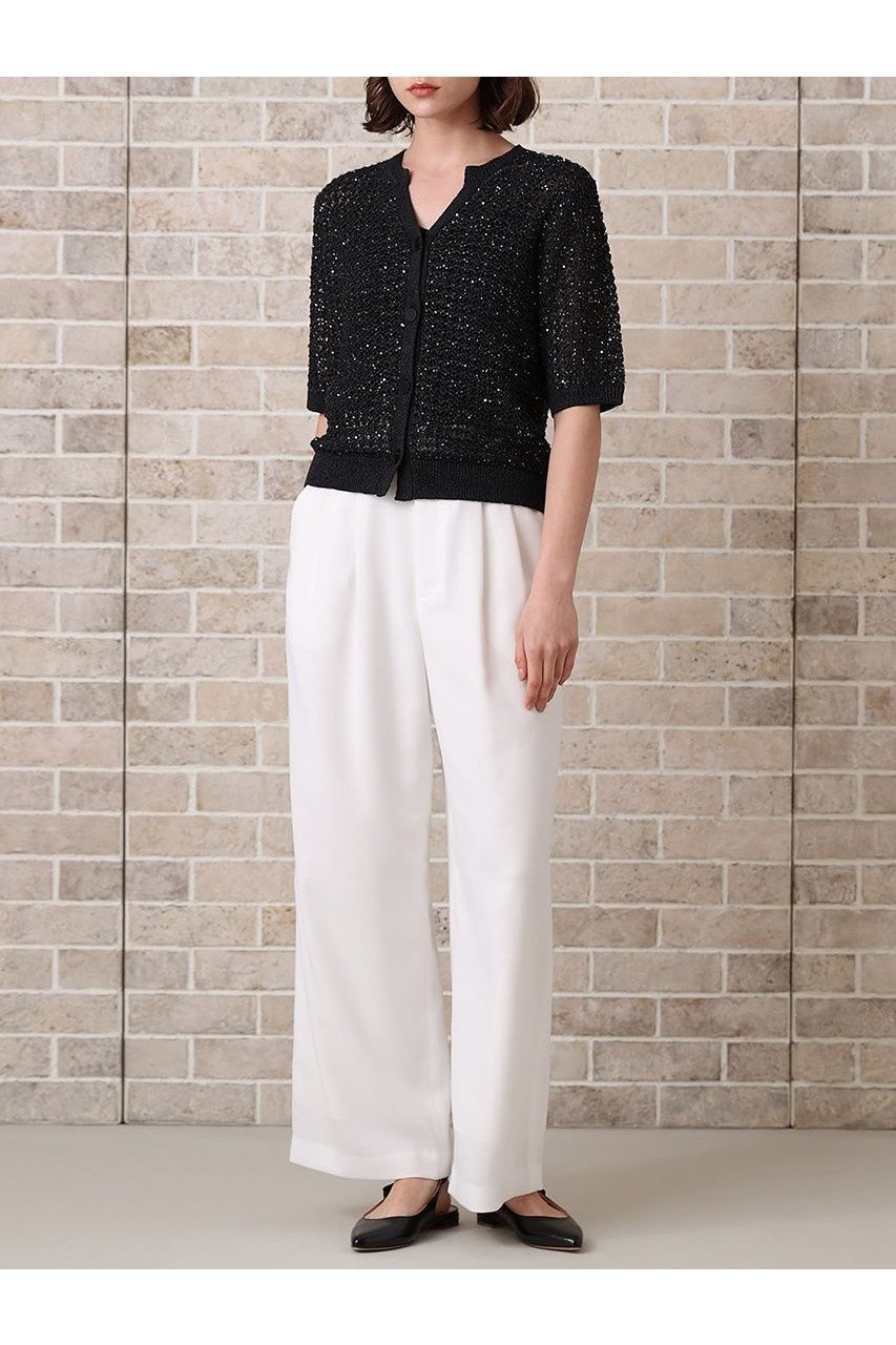 【アナイ/ANAYI】のシークインペーパーヤーン カーディガン 人気、トレンドファッション・服の通販 founy(ファニー) 　ファッション　Fashion　レディースファッション　WOMEN　トップス・カットソー　Tops/Tshirt　ニット　Knit Tops　カーディガン　Cardigans　カーディガン　Cardigan　コンパクト　Compact　スパンコール　Sequins　バランス　Balance　エレガント 上品　Elegant　半袖　Short Sleeve　NEW・新作・新着・新入荷　New Arrivals　other-8|ID: prp329100004565368 ipo3291000000032286737
