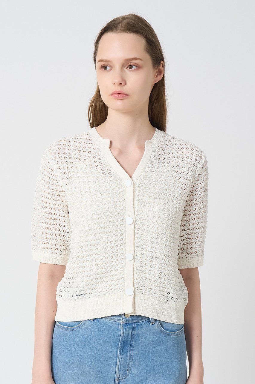 【アナイ/ANAYI】のシークインペーパーヤーン カーディガン 人気、トレンドファッション・服の通販 founy(ファニー) 　ファッション　Fashion　レディースファッション　Fashion for Women　トップス・カットソー　Cut & Sew Tops　ニット　Knit Tops & Sweaters　カーディガン・羽織り　Layered Style Cardigans　カーディガン　Cardigan, Knitwear　コンパクト　Compact, Small Size　スパンコール　Sequins, Sequin Embellishment　バランス　Balance, Style Balance　エレガント 上品　Elegant　半袖　Short Sleeve, Half Sleeve　other-7|ID: prp329100004565368 ipo3291000000033706693