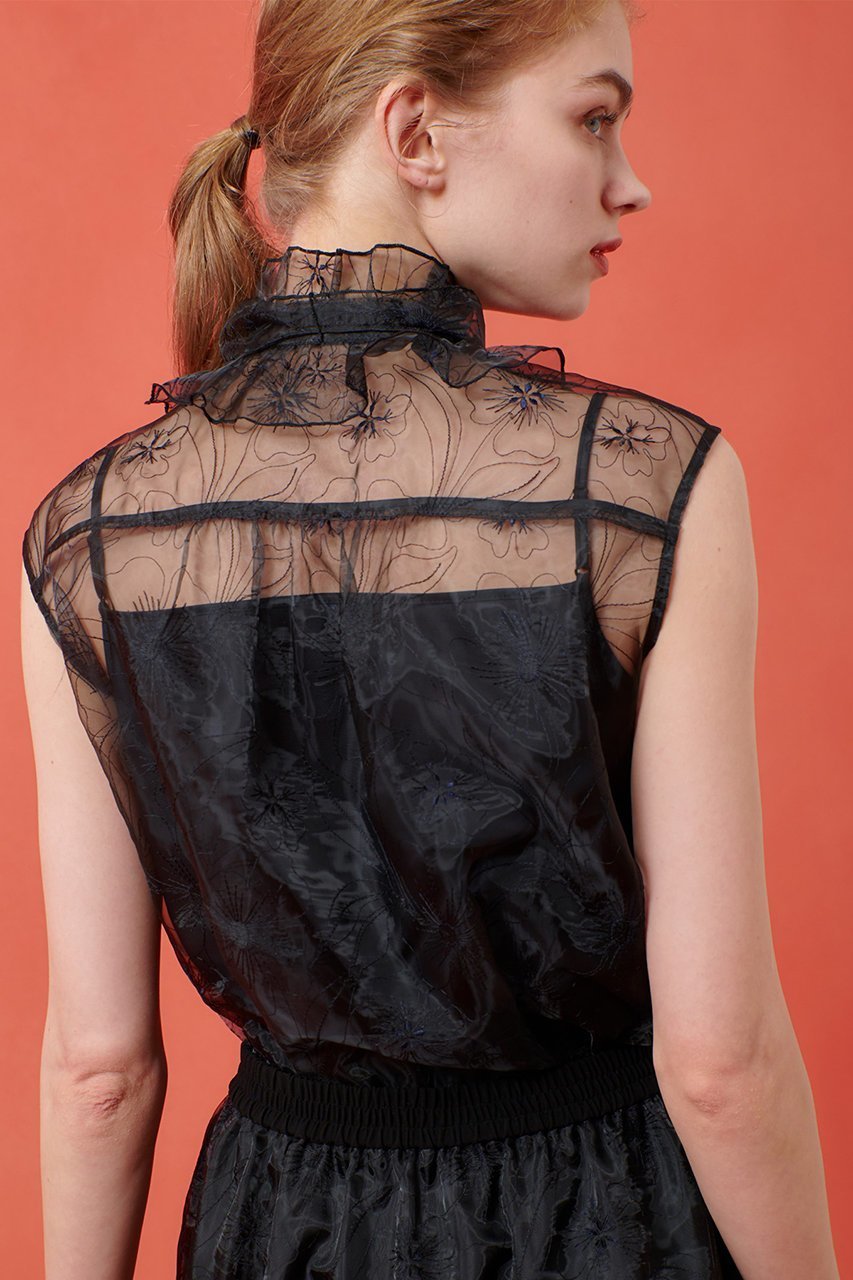 【アルアバイル/allureville】の【LOULOU WILLOUGHBY】オーガンジーフラワー刺繍ブラウス 人気、トレンドファッション・服の通販 founy(ファニー) 　ファッション　Fashion　レディースファッション　Fashion for Women　トップス・カットソー　Cut & Sew Tops　キャミソール&ノースリーブ　Camisoles & Sleeveless Tops　シャツ・ブラウス・オフィスカジュアル　Elegant Blouses & Button-Ups　オーガンジー　Organza Fabric　セットアップ　Set-Up, Coordinated Outfit　ノースリーブ　Sleeveless, No-Sleeve　フラワー　Flower, Floral　エレガント 上品　Elegant　定番　Standard, Basic Item　other-5|ID: prp329100004565376 ipo3291000000033124302