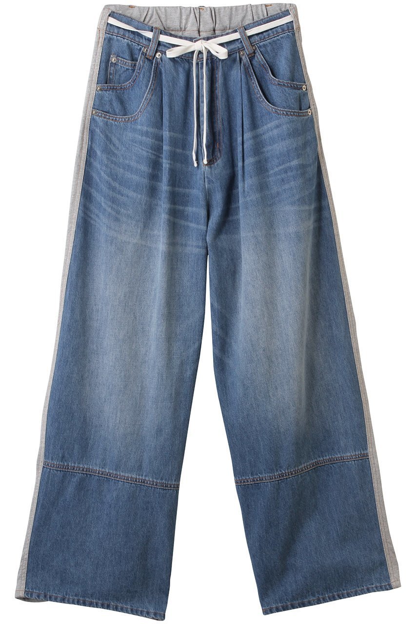 【メゾンスペシャル/MAISON SPECIAL】のCut Docking Curve Denim Pants/カットドッキングカーブデニム インテリア・キッズ・メンズ・レディースファッション・服の通販 founy(ファニー) 　ファッション　Fashion　レディースファッション　Fashion for Women　パンツ　Pants & Trousers　デニムパンツ・ジーンズ・美脚デニム　Denim Jeans & Pants　カットソー　Cut and Sewn Top　デニム　Denim, Jeans Material　ドッキング　Docking, Mixed Material　BLU(ブルー)|ID: prp329100004565399 ipo3291000000035450798