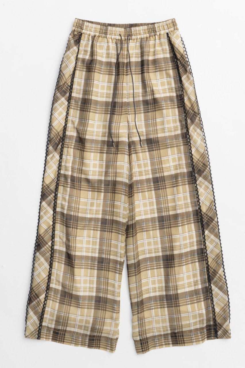 【メゾンスペシャル/MAISON SPECIAL】のSide Pico Lace Sheer Plaid Pants/サイドピコレースシアーチェックパンツ インテリア・キッズ・メンズ・レディースファッション・服の通販 founy(ファニー) 　ファッション　Fashion　レディースファッション　WOMEN　パンツ　Pants　ガーリー　Girly　キャップ　Cap　シアー　Sheer　スニーカー　Sneakers　セットアップ　Set Up　チェック　Check　リラックス　Relax　レース　Race　ワイド　Wide　おすすめ　Recommend　夏　Summer　NEW・新作・新着・新入荷　New Arrivals　BGE(ベージュ)|ID: prp329100004565402 ipo3291000000032287029
