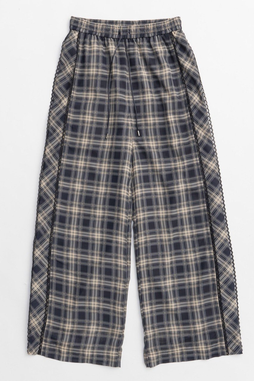 【メゾンスペシャル/MAISON SPECIAL】のSide Pico Lace Sheer Plaid Pants/サイドピコレースシアーチェックパンツ インテリア・キッズ・メンズ・レディースファッション・服の通販 founy(ファニー) 　ファッション　Fashion　レディースファッション　WOMEN　パンツ　Pants　ガーリー　Girly　キャップ　Cap　シアー　Sheer　スニーカー　Sneakers　セットアップ　Set Up　チェック　Check　リラックス　Relax　レース　Race　ワイド　Wide　おすすめ　Recommend　夏　Summer　NEW・新作・新着・新入荷　New Arrivals　NVY(ネイビー)|ID: prp329100004565402 ipo3291000000032287031