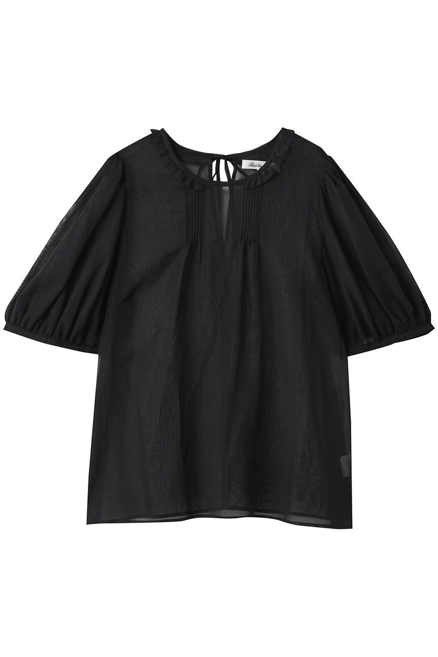 【ビリティス ディセッタン/Bilitis dix-sept ans】のオーガンディートップス インテリア・キッズ・メンズ・レディースファッション・服の通販 founy(ファニー) ファッション Fashion レディースファッション Fashion for Women トップス・カットソー Cut & Sew Tops シャツ・ブラウス・オフィスカジュアル Elegant Blouses & Button-Ups オーガンジー Organza Fabric ショート Short, Short Length スリーブ Sleeve, Long Sleeve / Short Sleeve トレンド Trend, Trending Now リボン Ribbon, Bow ブラック|ID: prp329100004566695 ipo3291000000036083255