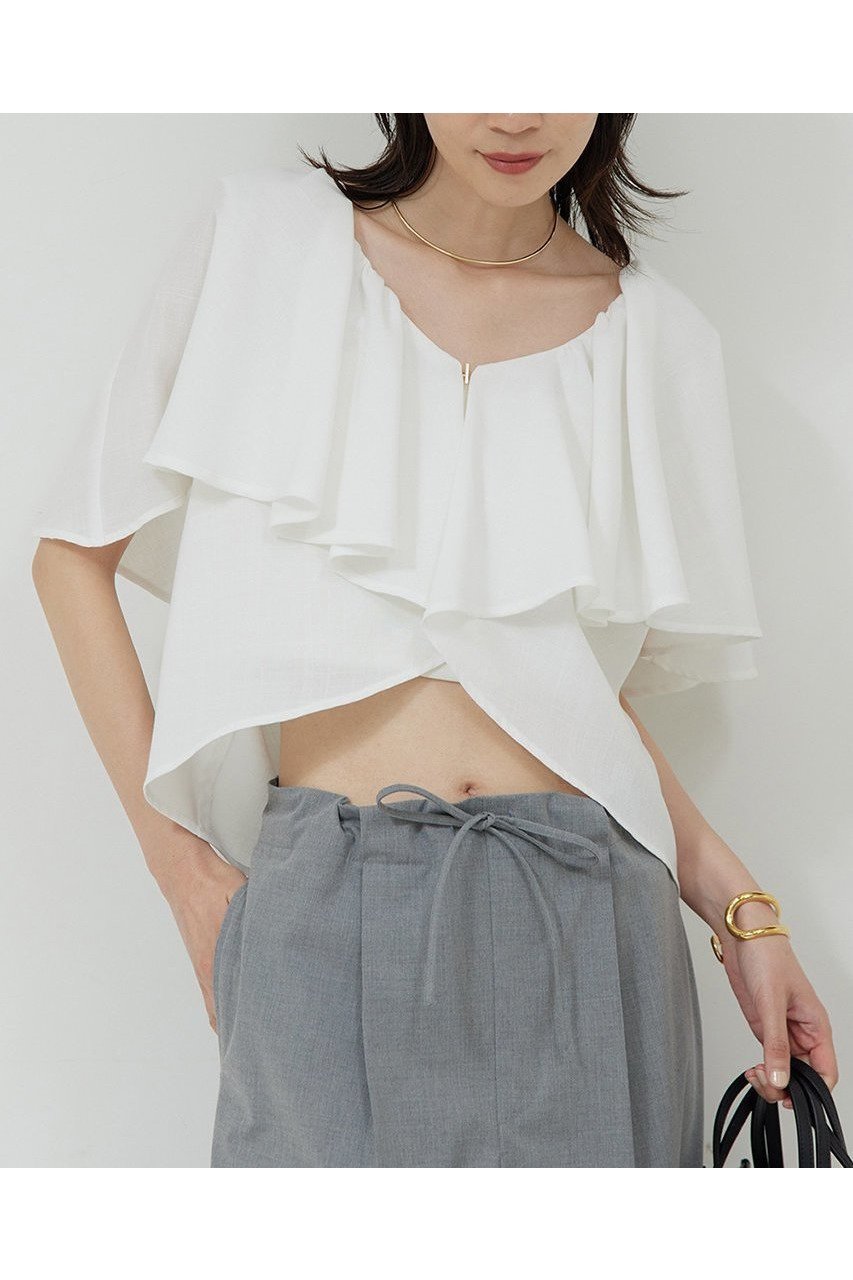 【ガリャルダガランテ/GALLARDAGALANTE】の2WAYラッフルブラウス 人気、トレンドファッション・服の通販 founy(ファニー) 　ファッション　Fashion　レディースファッション　WOMEN　トップス・カットソー　Tops/Tshirt　シャツ/ブラウス　Shirts/Blouses　おすすめ　Recommend　ショート　Short　スリーブ　Sleeve　デコルテ　Decolletage　デニム　Denim　フリル　Frills　NEW・新作・新着・新入荷　New Arrivals　 other-1|ID: prp329100004566696 ipo3291000000032296382