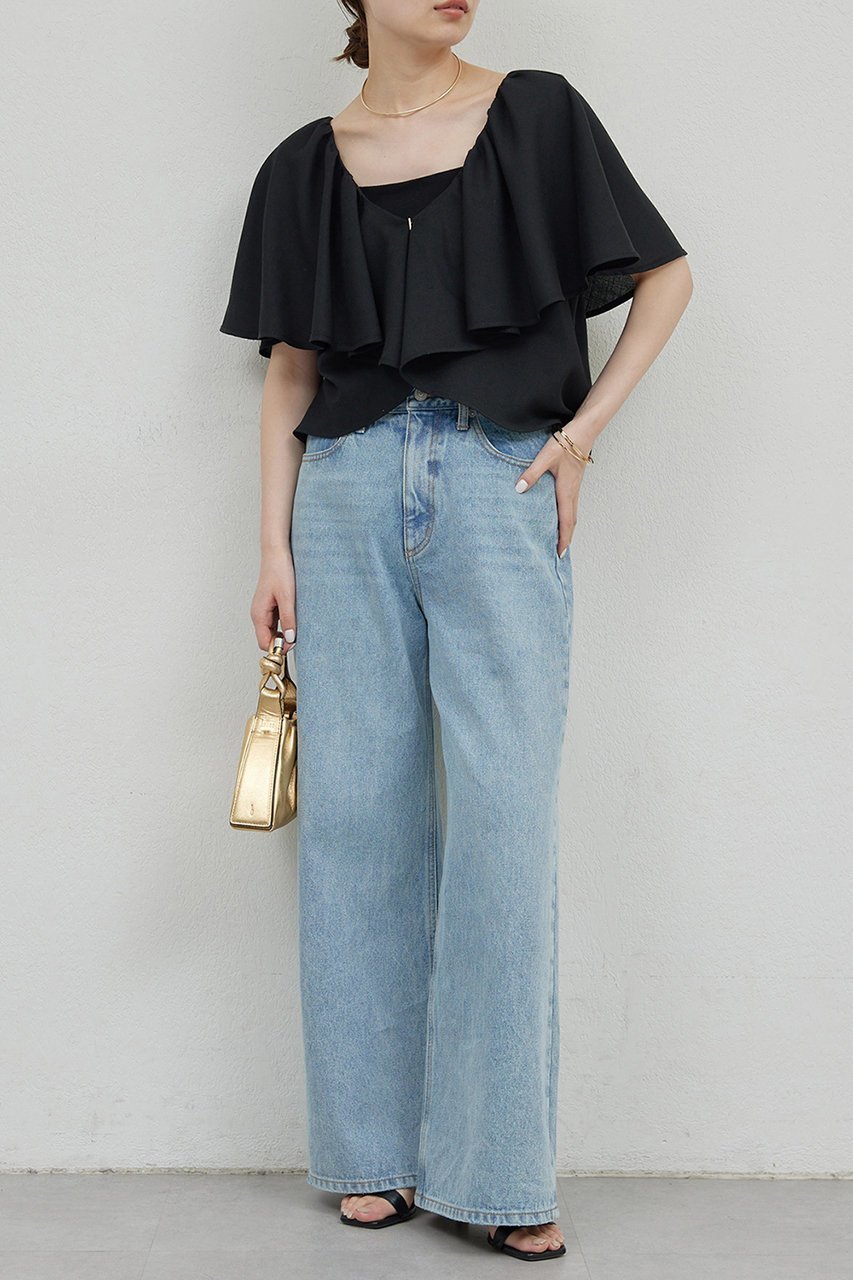 【ガリャルダガランテ/GALLARDAGALANTE】の2WAYラッフルブラウス 人気、トレンドファッション・服の通販 founy(ファニー) 　ファッション　Fashion　レディースファッション　WOMEN　トップス・カットソー　Tops/Tshirt　シャツ/ブラウス　Shirts/Blouses　おすすめ　Recommend　ショート　Short　スリーブ　Sleeve　デコルテ　Decolletage　デニム　Denim　フリル　Frills　NEW・新作・新着・新入荷　New Arrivals　other-2|ID: prp329100004566696 ipo3291000000032296385