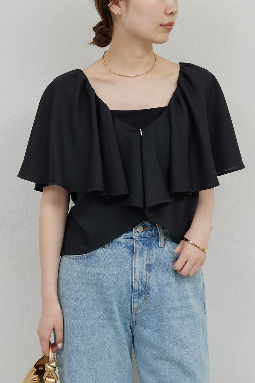 【ガリャルダガランテ/GALLARDAGALANTE】の2WAYラッフルブラウス 人気、トレンドファッション・服の通販 founy(ファニー) 　ファッション　Fashion　レディースファッション　WOMEN　トップス・カットソー　Tops/Tshirt　シャツ/ブラウス　Shirts/Blouses　おすすめ　Recommend　ショート　Short　スリーブ　Sleeve　デコルテ　Decolletage　デニム　Denim　フリル　Frills　NEW・新作・新着・新入荷　New Arrivals　other-5|ID: prp329100004566696 ipo3291000000032296388