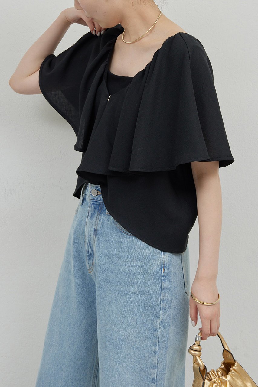 【ガリャルダガランテ/GALLARDAGALANTE】の2WAYラッフルブラウス 人気、トレンドファッション・服の通販 founy(ファニー) 　ファッション　Fashion　レディースファッション　WOMEN　トップス・カットソー　Tops/Tshirt　シャツ/ブラウス　Shirts/Blouses　おすすめ　Recommend　ショート　Short　スリーブ　Sleeve　デコルテ　Decolletage　デニム　Denim　フリル　Frills　NEW・新作・新着・新入荷　New Arrivals　other-6|ID: prp329100004566696 ipo3291000000032296389