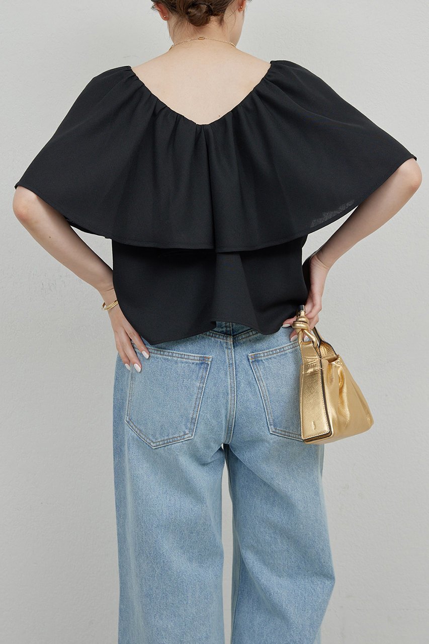 【ガリャルダガランテ/GALLARDAGALANTE】の2WAYラッフルブラウス 人気、トレンドファッション・服の通販 founy(ファニー) 　ファッション　Fashion　レディースファッション　WOMEN　トップス・カットソー　Tops/Tshirt　シャツ/ブラウス　Shirts/Blouses　おすすめ　Recommend　ショート　Short　スリーブ　Sleeve　デコルテ　Decolletage　デニム　Denim　フリル　Frills　NEW・新作・新着・新入荷　New Arrivals　other-7|ID: prp329100004566696 ipo3291000000032296390