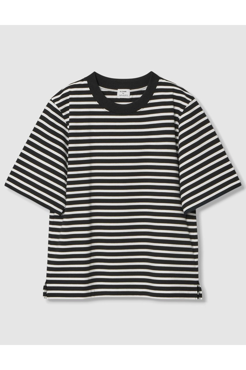 【アナイ/ANAYI】の【Saori Oyamada×SLOANE×ANAYI】コットン天竺コンパクトTシャツ インテリア・キッズ・メンズ・レディースファッション・服の通販 founy(ファニー) 　ファッション　Fashion　レディースファッション　WOMEN　トップス・カットソー　Tops/Tshirt　シャツ/ブラウス　Shirts/Blouses　ロング / Tシャツ　T-Shirts　カットソー　Cut and Sewn　コレクション　Collection　コンパクト　Compact　ショート　Short　スリット　Slit　スリーブ　Sleeve　トリプル　Triple　ベーシック　Basic　ボトム　Bottom　ボーダー　Border　NEW・新作・新着・新入荷　New Arrivals　ブラック|ID: prp329100004566705 ipo3291000000032296451