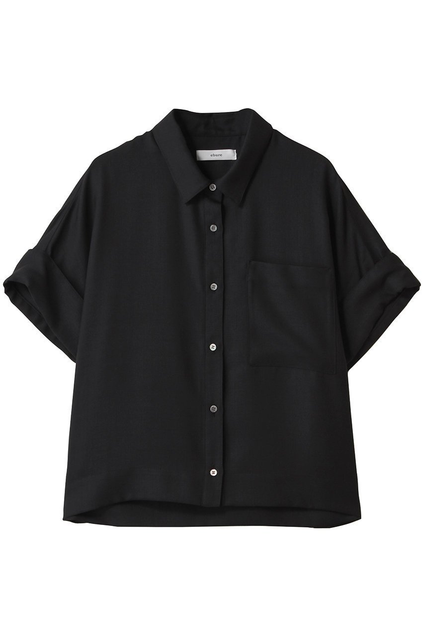 【エブール/ebure】のドライビエラ ショート丈シャツ インテリア・キッズ・メンズ・レディースファッション・服の通販 founy(ファニー) 　ファッション　Fashion　レディースファッション　Fashion for Women　トップス・カットソー　Cut & Sew Tops　シャツ・ブラウス・オフィスカジュアル　Elegant Blouses & Button-Ups　おすすめ　Recommended / Our Picks　なめらか　Smooth, Silky Texture　カフス　Cuff Design　ショルダー　Shoulder, Shoulder Strap　ショート　Short, Short Length　シルク　Silk, 100% Silk　スリーブ　Sleeve, Long Sleeve / Short Sleeve　ドロップ　Drop Shoulder, Dropped Style　羽織　Haori, Light Jacket　ブラック|ID: prp329100004567703 ipo3291000000035764332