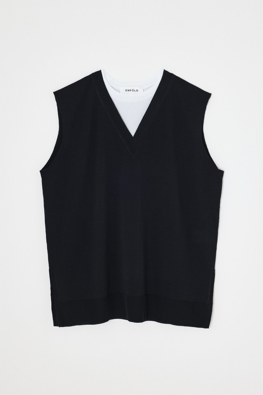 【エンフォルド/ENFOLD】のSLEEVELESS PULLOVER/プルオーバー インテリア・キッズ・メンズ・レディースファッション・服の通販 founy(ファニー) 　ファッション　Fashion　レディースファッション　Ladies' Fashion Online　トップス・カットソー　Tops/Tshirt　キャミソール / ノースリーブ　No Sleeves　シャツ/ブラウス　Shirts/Blouses　プルオーバー　Pullover　カットソー　Cut And Sew　シンプル　Simple　ドッキング　Docking　ノースリーブ　No Sleeve　ブラック|ID: prp329100004568663 ipo3291000000032321454