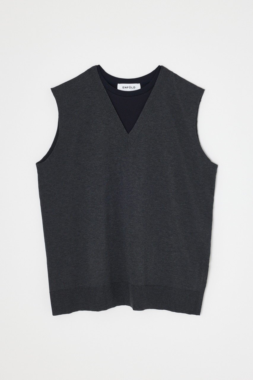 【エンフォルド/ENFOLD】のSLEEVELESS PULLOVER/プルオーバー インテリア・キッズ・メンズ・レディースファッション・服の通販 founy(ファニー) 　ファッション　Fashion　レディースファッション　Ladies' Fashion Online　トップス・カットソー　Tops/Tshirt　キャミソール / ノースリーブ　No Sleeves　シャツ/ブラウス　Shirts/Blouses　プルオーバー　Pullover　カットソー　Cut And Sew　シンプル　Simple　ドッキング　Docking　ノースリーブ　No Sleeve　チャコールグレー|ID: prp329100004568663 ipo3291000000032321456
