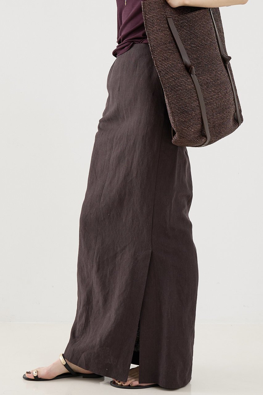 【ザ ストア バイ シー/THE STORE by C】のリネンストレートスカート インテリア・キッズ・メンズ・レディースファッション・服の通販 founy(ファニー) 　ファッション　Fashion　レディースファッション　Fashion for Women　スカート　Skirts　ロングスカート　Long Skirts / Maxi & Midi Skirts　エレガント 上品　Elegant　ストレート　Straight, Straight Cut　パターン　Pattern, Design Print　ロング　Long, Long-Length　チョコ|ID: prp329100004568664 ipo3291000000035557433