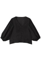 【スリー ドッツ/three dots】のコットンローン フレアカラー シャツ ブラック|ID: prp329100004568671 ipo3291000000036393688