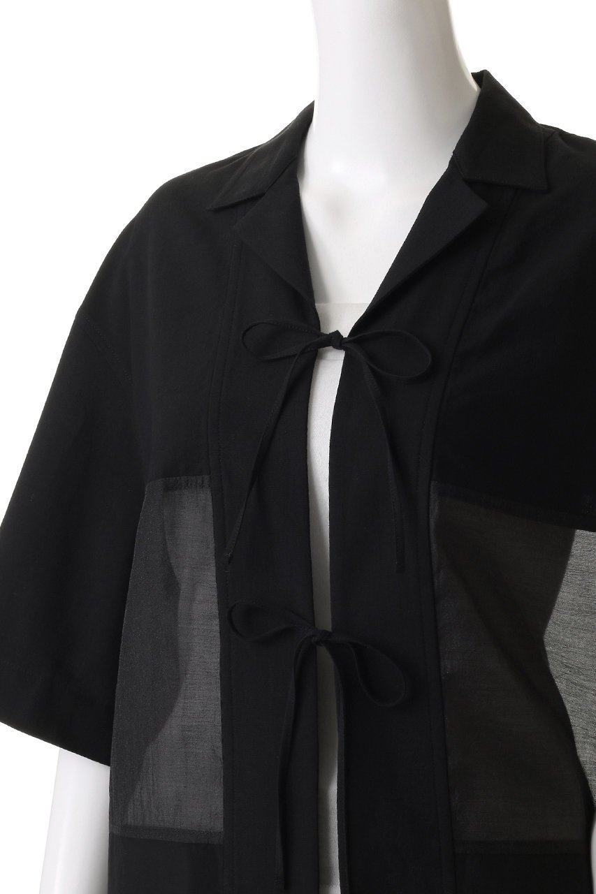 【マノフ/MANOF】のLINEN SHEER DOCKING/シャツ 人気、トレンドファッション・服の通販 founy(ファニー) 　ファッション　Fashion　レディースファッション　WOMEN　トップス・カットソー　Tops/Tshirt　シャツ/ブラウス　Shirts/Blouses　サテン　Satin　ショート　Short　スリーブ　Sleeve　フロント　Front　リネン　Linen　リボン　Ribbon　ワイド　Wide　NEW・新作・新着・新入荷　New Arrivals　other-5|ID: prp329100004568679 ipo3291000000032321567