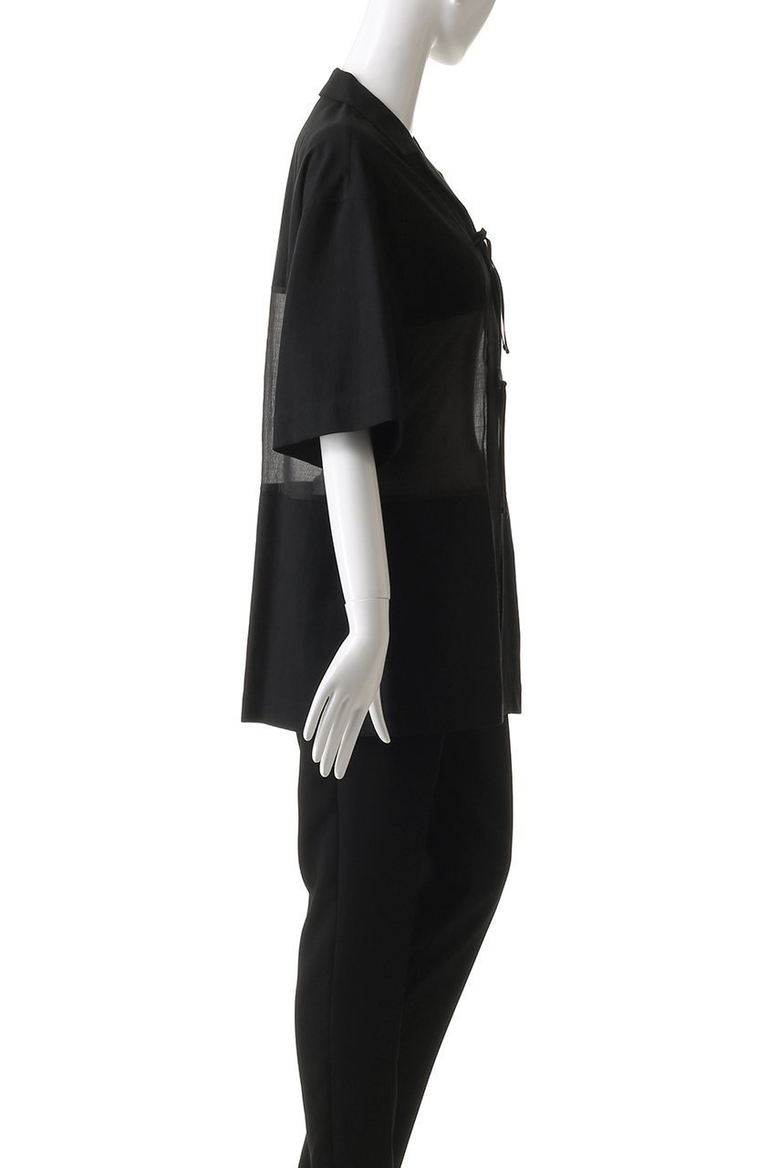 【マノフ/MANOF】のLINEN SHEER DOCKING/シャツ 人気、トレンドファッション・服の通販 founy(ファニー) 　ファッション　Fashion　レディースファッション　Fashion for Women　トップス・カットソー　Cut & Sew Tops　シャツ・ブラウス・オフィスカジュアル　Elegant Blouses & Button-Ups　サテン　Satin, Glossy Fabric　ショート　Short, Short Length　スリーブ　Sleeve, Long Sleeve / Short Sleeve　フロント　Front, Front Design　リネン　Linen, Linen Fabric　リボン　Ribbon, Bow　ワイド　Wide, Wide Fit　other-3|ID: prp329100004568679 ipo3291000000035551726