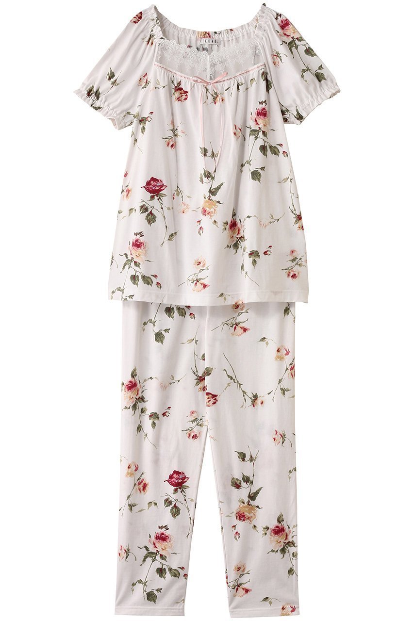 【イクコ/IKUKO】のSZ天竺花柄プリント フロントレースパジャマ 人気、トレンドファッション・服の通販 founy(ファニー) 　ファッション　Fashion　レディースファッション　WOMEN　スリーブ　Sleeve　デコルテ　Decolletage　パジャマ　Pajamas　フロント　Front　プリント　Print　モダン　Modern　リラックス　Relax　レース　Race　エレガント 上品　Elegant　NEW・新作・新着・新入荷　New Arrivals　 other-1|ID: prp329100004568716 ipo3291000000032321937