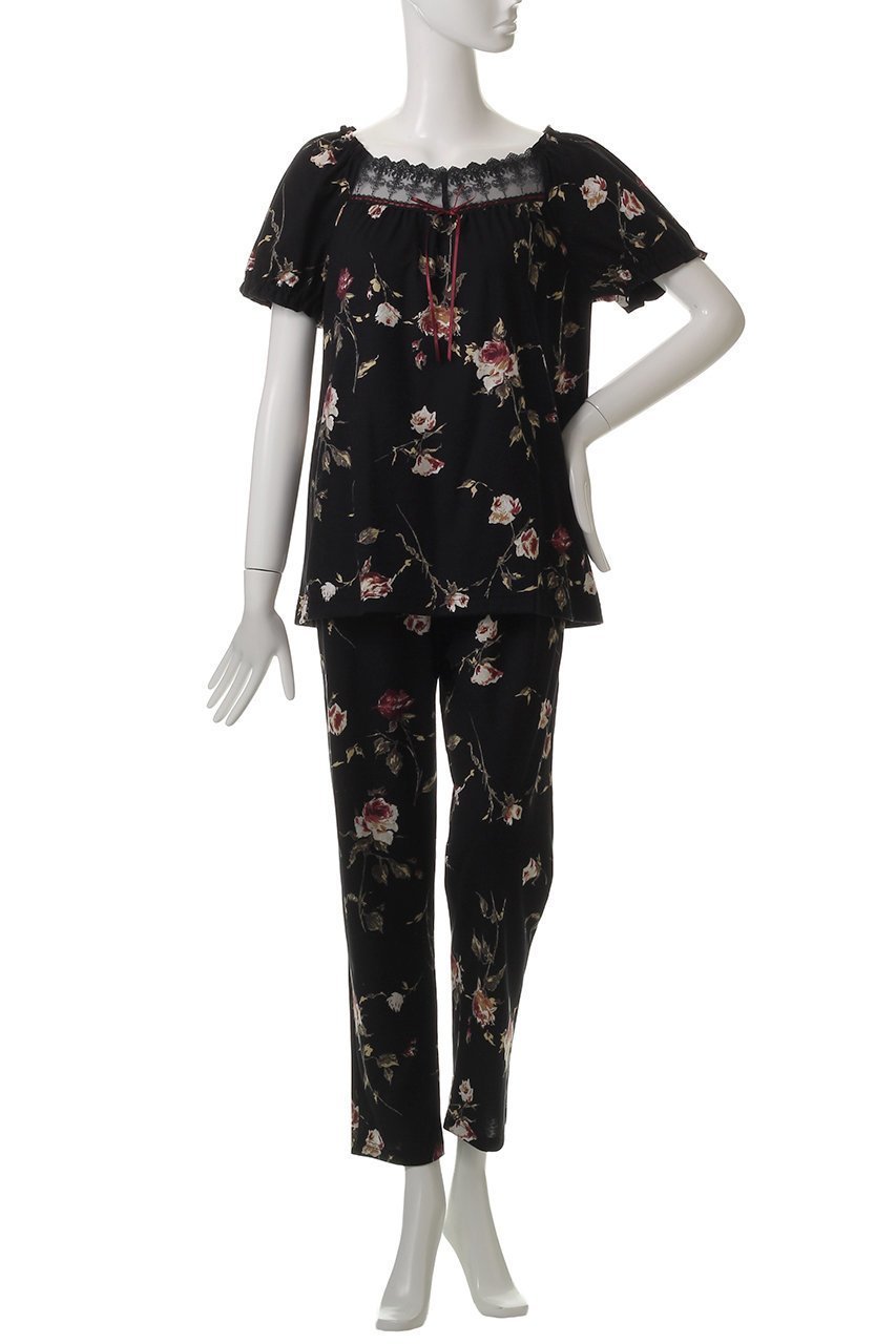 【イクコ/IKUKO】のSZ天竺花柄プリント フロントレースパジャマ 人気、トレンドファッション・服の通販 founy(ファニー) 　ファッション　Fashion　レディースファッション　WOMEN　スリーブ　Sleeve　デコルテ　Decolletage　パジャマ　Pajamas　フロント　Front　プリント　Print　モダン　Modern　リラックス　Relax　レース　Race　エレガント 上品　Elegant　NEW・新作・新着・新入荷　New Arrivals　other-2|ID: prp329100004568716 ipo3291000000032321940