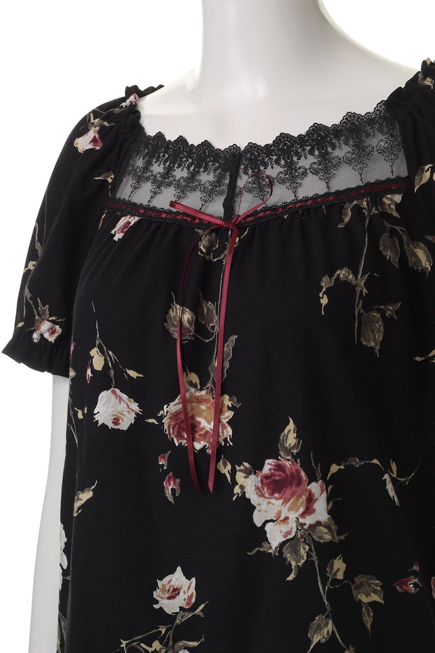 【イクコ/IKUKO】のSZ天竺花柄プリント フロントレースパジャマ 人気、トレンドファッション・服の通販 founy(ファニー) 　ファッション　Fashion　レディースファッション　WOMEN　スリーブ　Sleeve　デコルテ　Decolletage　パジャマ　Pajamas　フロント　Front　プリント　Print　モダン　Modern　リラックス　Relax　レース　Race　エレガント 上品　Elegant　NEW・新作・新着・新入荷　New Arrivals　other-5|ID: prp329100004568716 ipo3291000000032321943