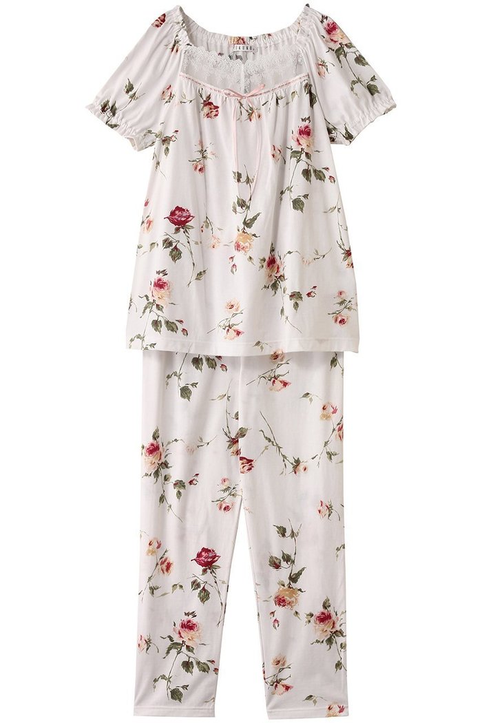 【イクコ/IKUKO / GOODS】のSZ天竺花柄プリント フロントレースパジャマ インテリア・キッズ・メンズ・レディースファッション・服の通販 founy(ファニー) https://founy.com/ スリーブ Sleeve, Long Sleeve / Short Sleeve デコルテ Décolleté, Neckline パジャマ Pajamas, Sleepwear フロント Front, Front Design プリント Print, Printed Pattern モダン Modern, Contemporary リラックス Relax, Relaxed Fit レース Lace, Lace Fabric エレガント 上品 Elegant |ID: prp329100004568716 ipo3291000000032833021