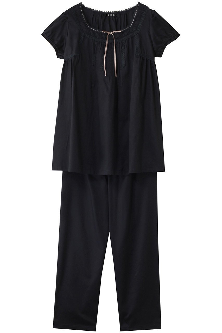 【イクコ/IKUKO】のビンテージサテン ピンタックパジャマ インテリア・キッズ・メンズ・レディースファッション・服の通販 founy(ファニー) 　ファッション　Fashion　レディースファッション　WOMEN　エレガント 上品　Elegant　デコルテ　Decolletage　パジャマ　Pajamas　フェミニン　Feminine　リボン　Ribbon　NEW・新作・新着・新入荷　New Arrivals　ネイビー|ID: prp329100004568717 ipo3291000000032321948