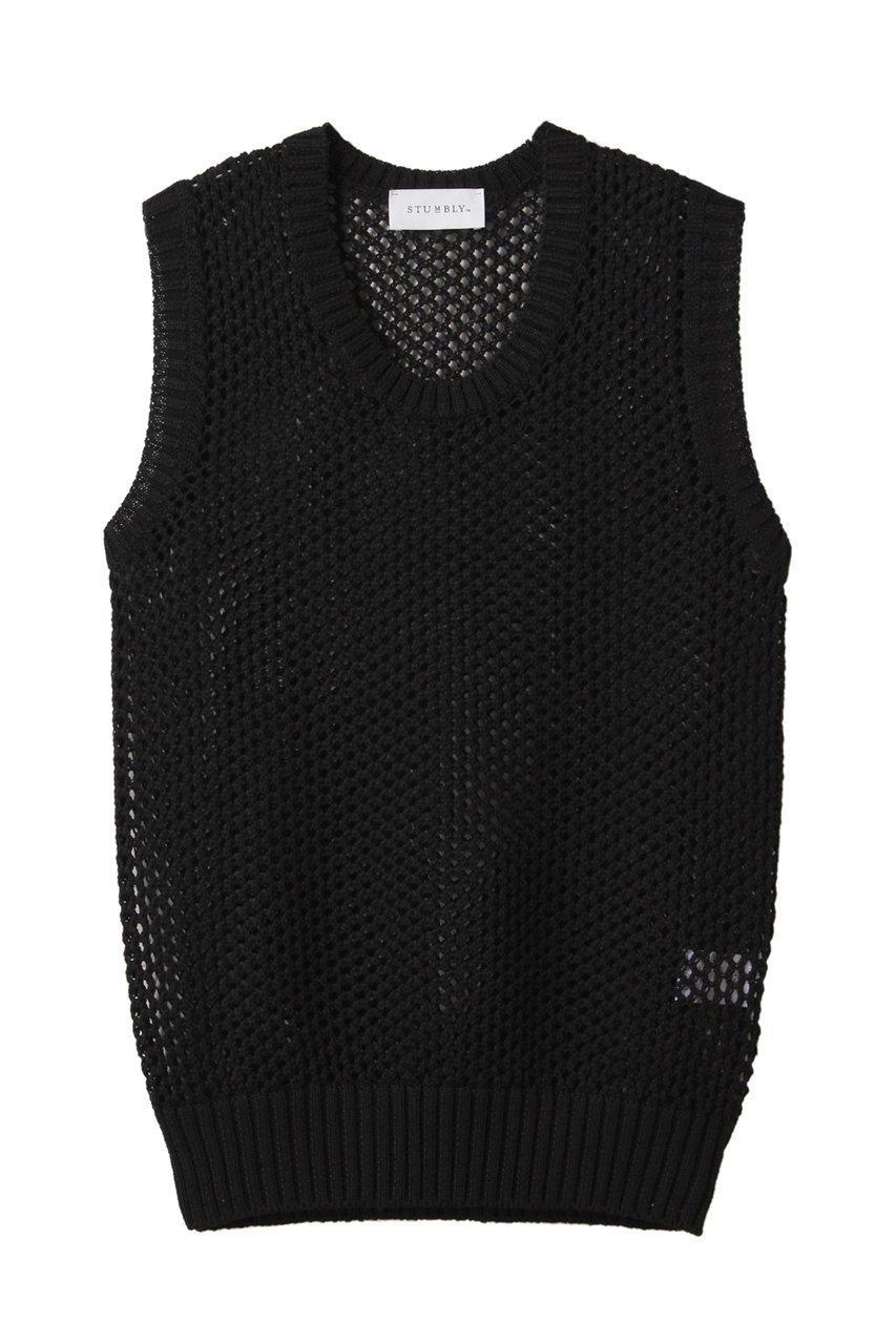 【ヒューエルミュージアム/hueLe Museum】の【STUMBLY】Gima Cotton Mesh Tank Knit インテリア・キッズ・メンズ・レディースファッション・服の通販 founy(ファニー) 　ファッション　Fashion　レディースファッション　WOMEN　トップス・カットソー　Tops/Tshirt　ニット　Knit Tops　キャミソール / ノースリーブ　No Sleeves　シャツ/ブラウス　Shirts/Blouses　ロング / Tシャツ　T-Shirts　カットソー　Cut and Sewn　キャミソール　Camisole　タンク　Tank　メッシュ　Mesh　夏　Summer　ブラック|ID: prp329100004570010 ipo3291000000032334361
