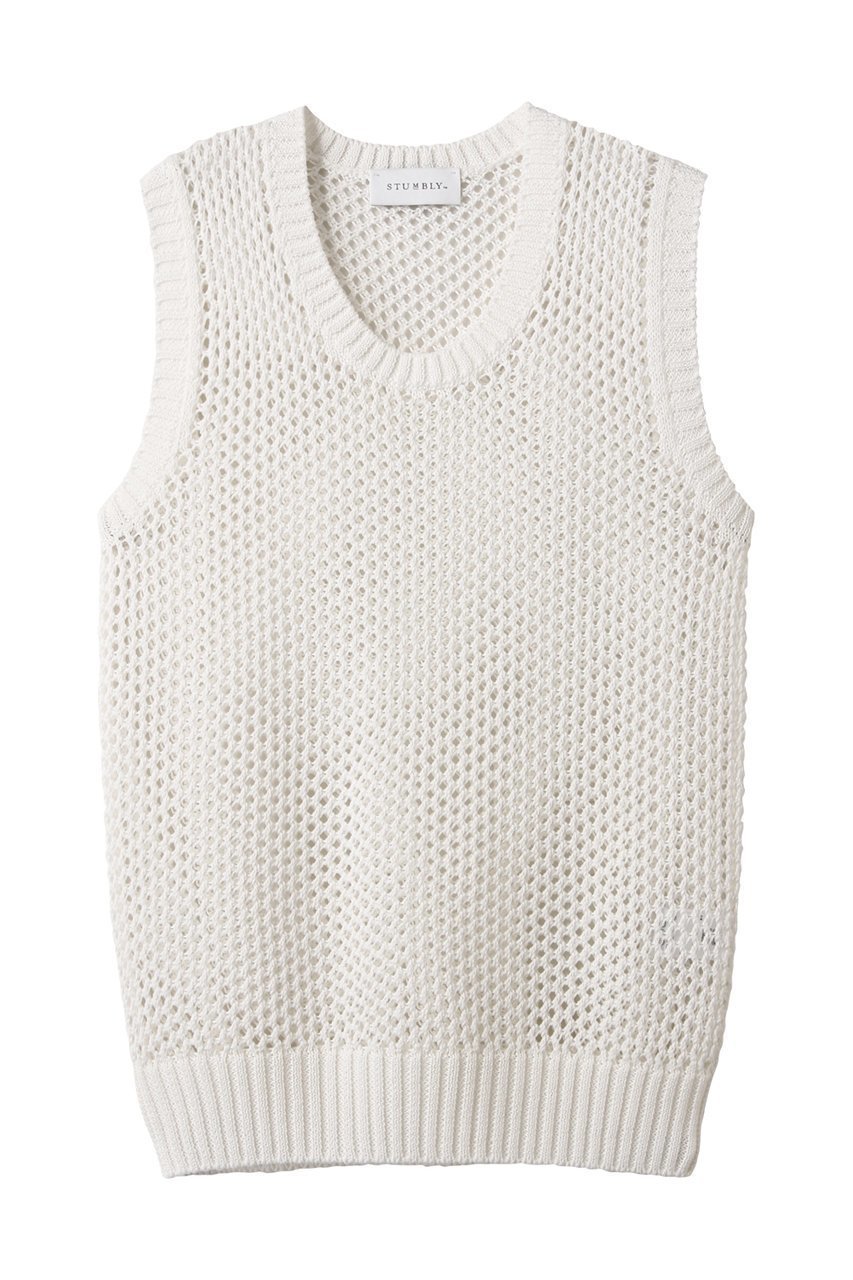 【ヒューエルミュージアム/hueLe Museum】の【STUMBLY】Gima Cotton Mesh Tank Knit インテリア・キッズ・メンズ・レディースファッション・服の通販 founy(ファニー) 　ファッション　Fashion　レディースファッション　WOMEN　トップス・カットソー　Tops/Tshirt　ニット　Knit Tops　キャミソール / ノースリーブ　No Sleeves　シャツ/ブラウス　Shirts/Blouses　ロング / Tシャツ　T-Shirts　カットソー　Cut and Sewn　キャミソール　Camisole　タンク　Tank　メッシュ　Mesh　夏　Summer　ホワイト|ID: prp329100004570010 ipo3291000000032334362