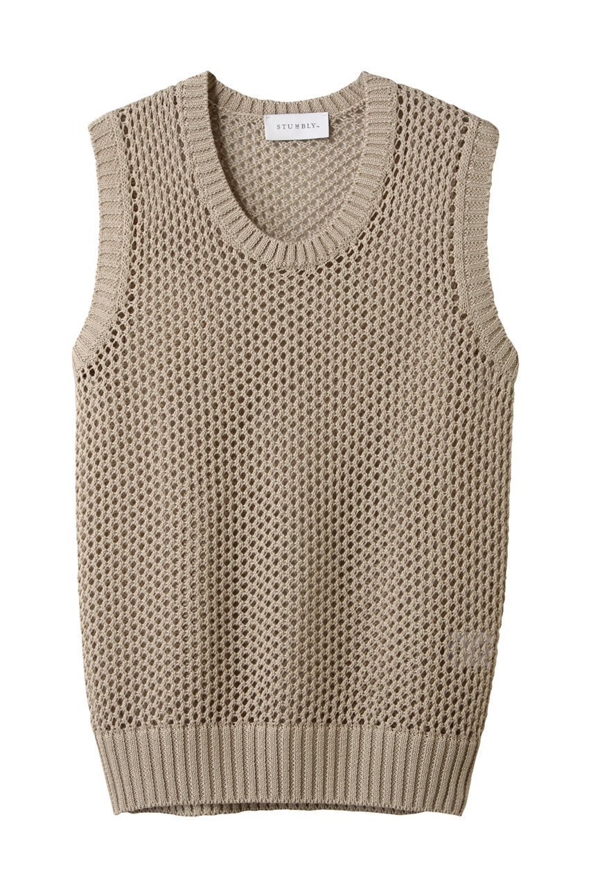 【ヒューエルミュージアム/hueLe Museum】の【STUMBLY】Gima Cotton Mesh Tank Knit インテリア・キッズ・メンズ・レディースファッション・服の通販 founy(ファニー) 　ファッション　Fashion　レディースファッション　WOMEN　トップス・カットソー　Tops/Tshirt　ニット　Knit Tops　キャミソール / ノースリーブ　No Sleeves　シャツ/ブラウス　Shirts/Blouses　ロング / Tシャツ　T-Shirts　カットソー　Cut and Sewn　キャミソール　Camisole　タンク　Tank　メッシュ　Mesh　夏　Summer　ベージュ|ID: prp329100004570010 ipo3291000000032334363