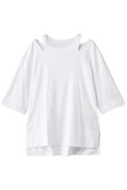 【ルームエイト/Room no.8】のSMOOTH コットン ネックオープントップス 人気、トレンドファッション・服の通販 founy(ファニー) ファッション Fashion レディースファッション Fashion for Women トップス・カットソー Cut & Sew Tops シャツ・ブラウス・オフィスカジュアル Elegant Blouses & Button-Ups ロングTシャツ・Tシャツ Longline T-Shirts & Tees カットソー・ベーシックTシャツ Cut-and-Sewn Tops / Stretch Tees & Basics なめらか Smooth, Silky Texture インナー Innerwear カッティング Cutting Detail ショート Short, Short Length ジャケット Jacket, Outerwear スリーブ Sleeve, Long Sleeve / Short Sleeve thumbnail ホワイト|ID: prp329100004570022 ipo3291000000035321146