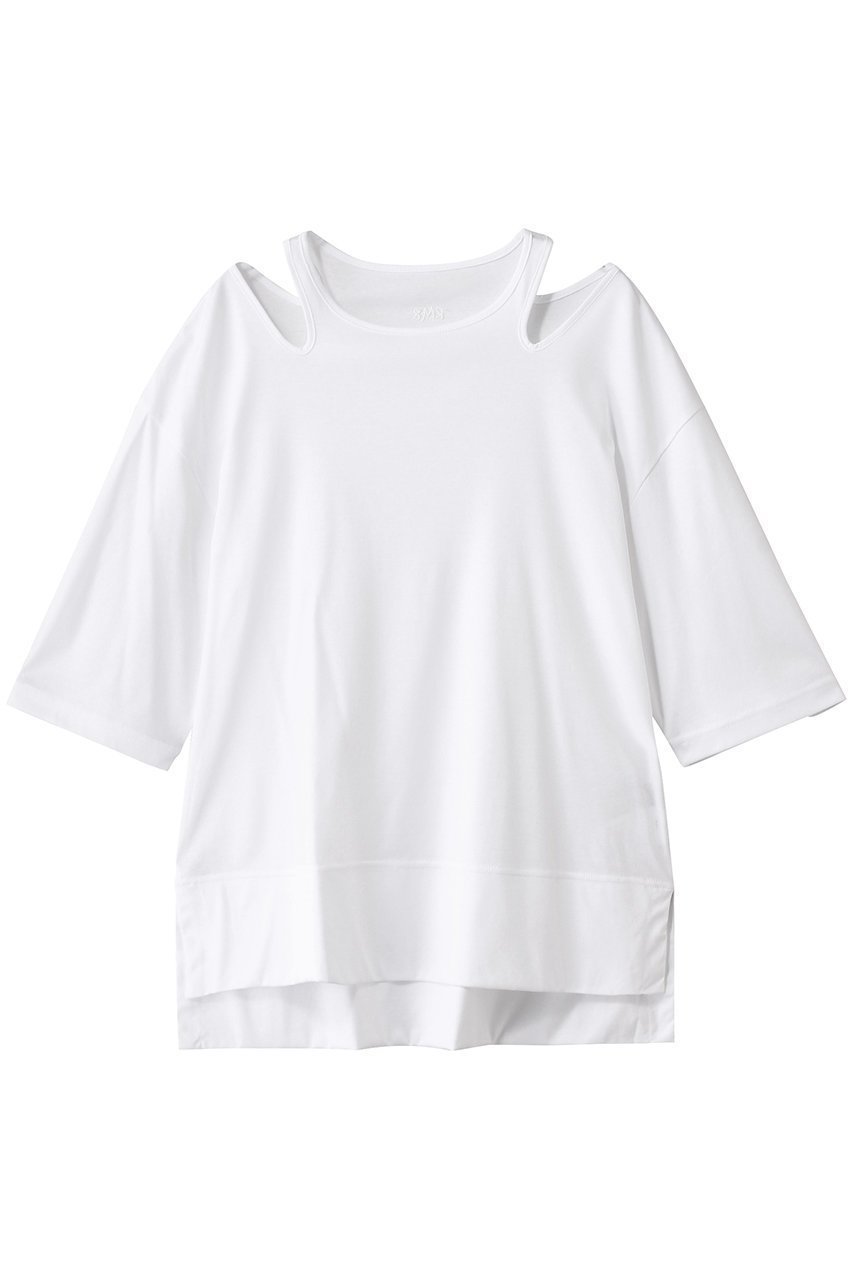 【ルームエイト/Room no.8】のSMOOTH コットン ネックオープントップス インテリア・キッズ・メンズ・レディースファッション・服の通販 founy(ファニー) 　ファッション　Fashion　レディースファッション　Fashion for Women　トップス・カットソー　Cut & Sew Tops　シャツ・ブラウス・オフィスカジュアル　Elegant Blouses & Button-Ups　ロングTシャツ・Tシャツ　Longline T-Shirts & Tees　カットソー・ベーシックTシャツ　Cut-and-Sewn Tops / Stretch Tees & Basics　なめらか　Smooth, Silky Texture　インナー　Innerwear　カッティング　Cutting Detail　ショート　Short, Short Length　ジャケット　Jacket, Outerwear　スリーブ　Sleeve, Long Sleeve / Short Sleeve　ホワイト|ID: prp329100004570022 ipo3291000000035321146