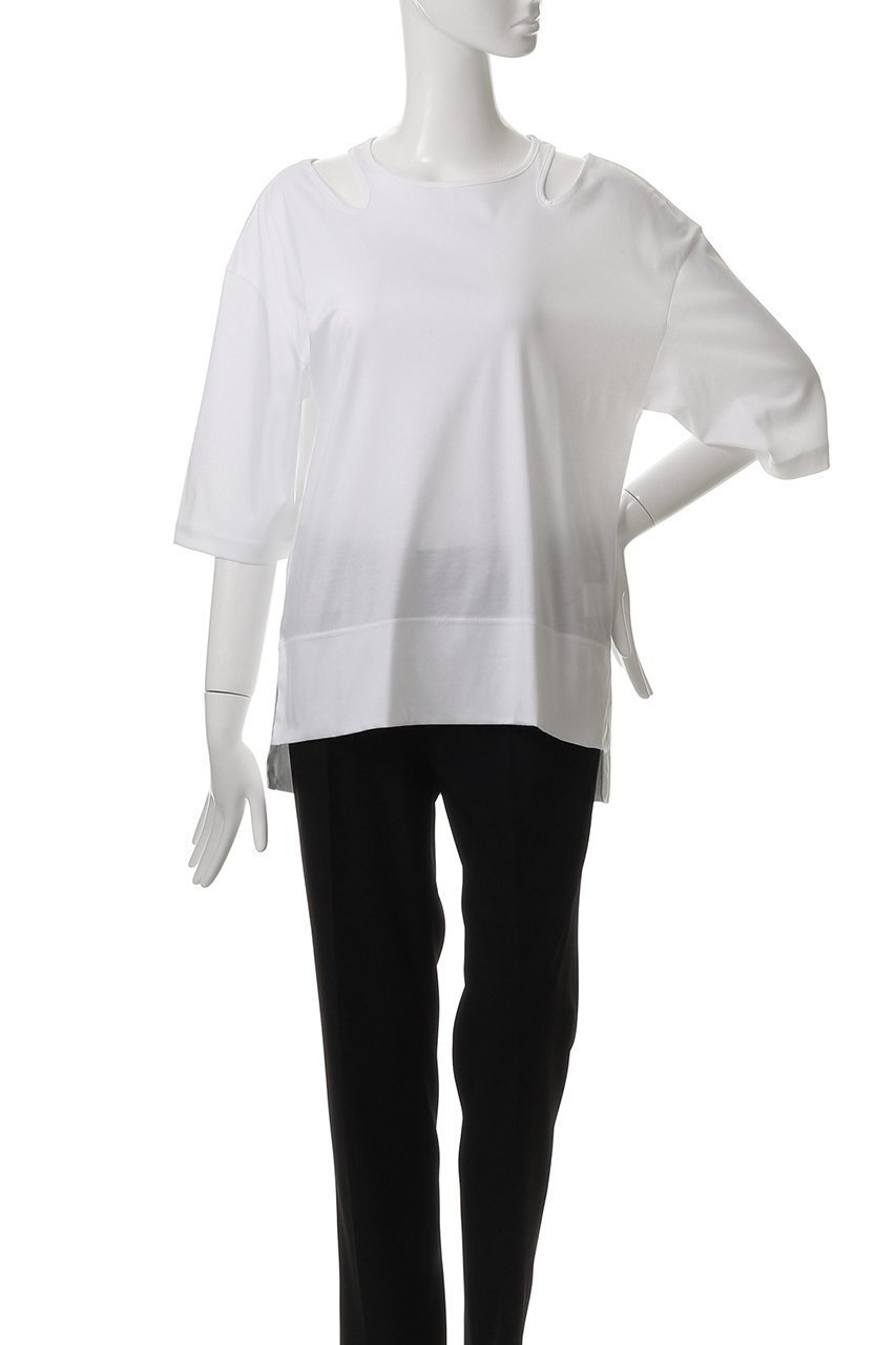 【ルームエイト/Room no.8】のSMOOTH コットン ネックオープントップス 人気、トレンドファッション・服の通販 founy(ファニー) 　ファッション　Fashion　レディースファッション　Fashion for Women　トップス・カットソー　Cut & Sew Tops　シャツ・ブラウス・オフィスカジュアル　Elegant Blouses & Button-Ups　ロングTシャツ・Tシャツ　Longline T-Shirts & Tees　カットソー・ベーシックTシャツ　Cut-and-Sewn Tops / Stretch Tees & Basics　なめらか　Smooth, Silky Texture　インナー　Innerwear　カッティング　Cutting Detail　ショート　Short, Short Length　ジャケット　Jacket, Outerwear　スリーブ　Sleeve, Long Sleeve / Short Sleeve　other-2|ID: prp329100004570022 ipo3291000000036082955