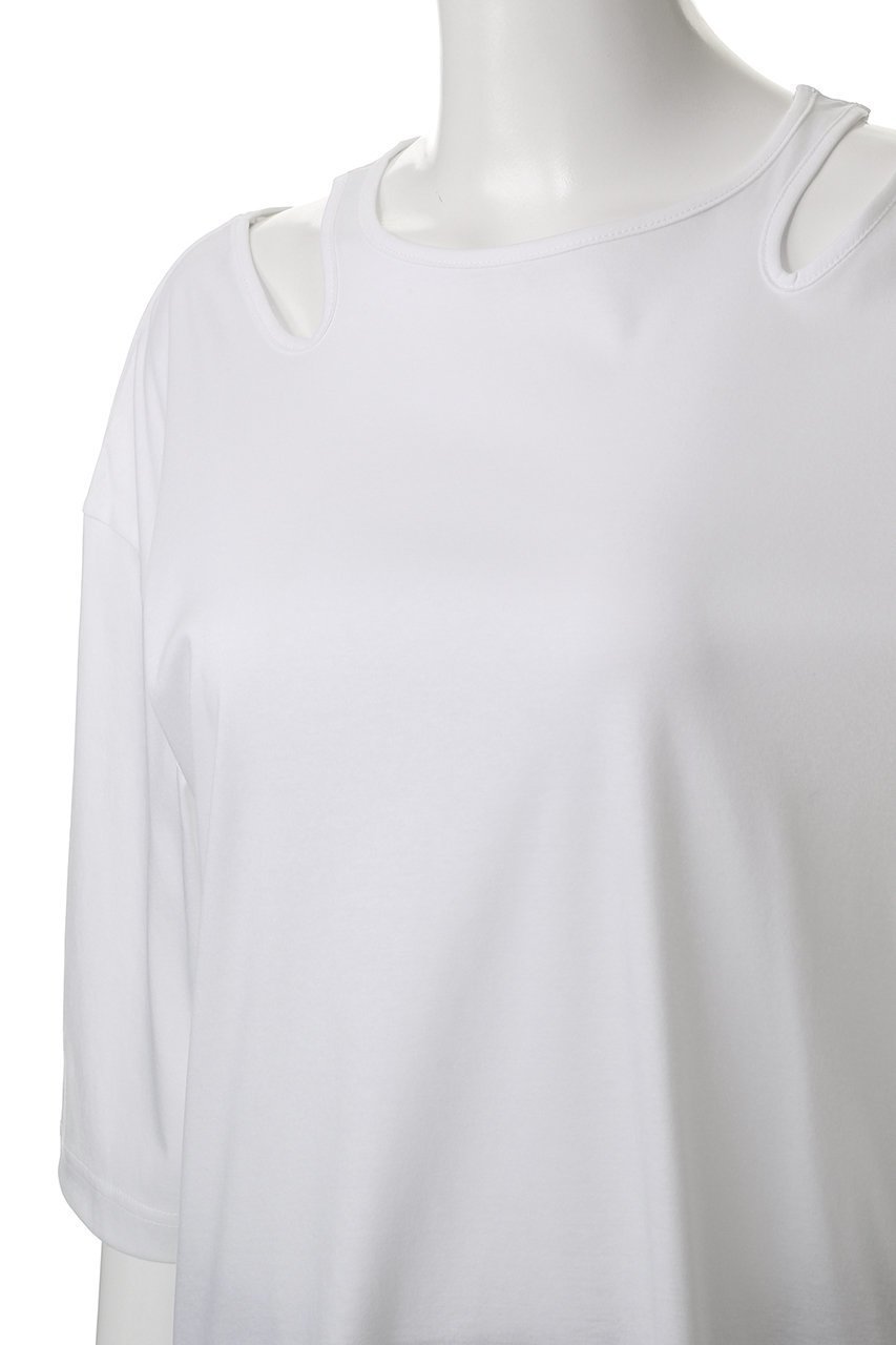 【ルームエイト/Room no.8】のSMOOTH コットン ネックオープントップス 人気、トレンドファッション・服の通販 founy(ファニー) 　ファッション　Fashion　レディースファッション　Fashion for Women　トップス・カットソー　Cut & Sew Tops　シャツ・ブラウス・オフィスカジュアル　Elegant Blouses & Button-Ups　ロングTシャツ・Tシャツ　Longline T-Shirts & Tees　カットソー・ベーシックTシャツ　Cut-and-Sewn Tops / Stretch Tees & Basics　なめらか　Smooth, Silky Texture　インナー　Innerwear　カッティング　Cutting Detail　ショート　Short, Short Length　ジャケット　Jacket, Outerwear　スリーブ　Sleeve, Long Sleeve / Short Sleeve　other-5|ID: prp329100004570022 ipo3291000000036082960