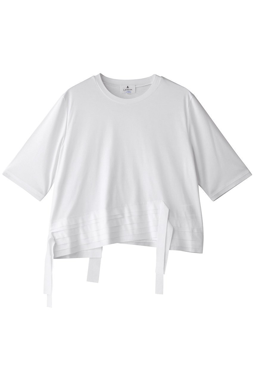 【ランバン オン ブルー/LANVIN en Bleu】のアシンメトリーテープフリルカットソー 人気、トレンドファッション・服の通販 founy(ファニー) 　ファッション　Fashion　レディースファッション　WOMEN　トップス・カットソー　Tops/Tshirt　シャツ/ブラウス　Shirts/Blouses　ロング / Tシャツ　T-Shirts　カットソー　Cut and Sewn　カットソー　Cut And Sew　ショート　Short　シンプル　Simple　スリーブ　Sleeve　フリル　Frills　ボトム　Bottom　NEW・新作・新着・新入荷　New Arrivals　 other-1|ID: prp329100004570070 ipo3291000000032334832