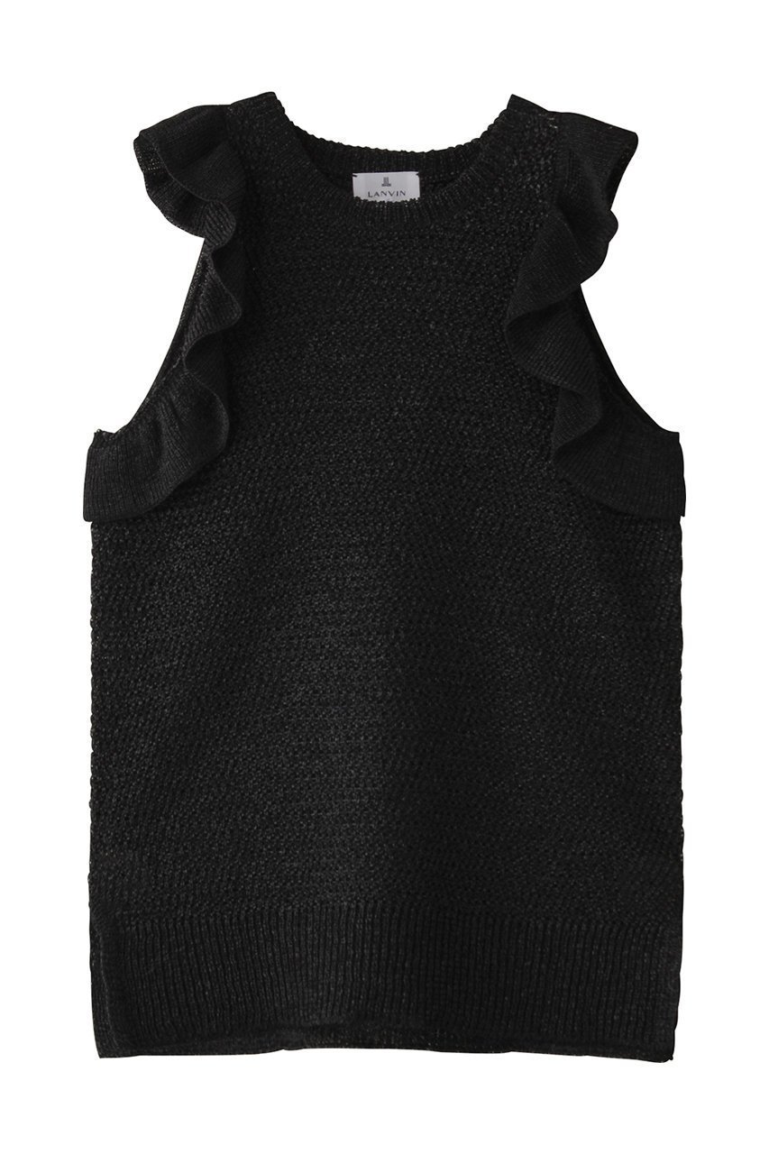 【ランバン オン ブルー/LANVIN en Bleu】のフリルノースリーブニット インテリア・キッズ・メンズ・レディースファッション・服の通販 founy(ファニー) 　ファッション　Fashion　レディースファッション　WOMEN　トップス・カットソー　Tops/Tshirt　ニット　Knit Tops　キャミソール / ノースリーブ　No Sleeves　プルオーバー　Pullover　インナー　Inner　コンパクト　Compact　ジャケット　Jacket　センター　Center　ノースリーブ　No Sleeve　フリル　Frills　NEW・新作・新着・新入荷　New Arrivals　ブラック|ID: prp329100004570072 ipo3291000000032334847