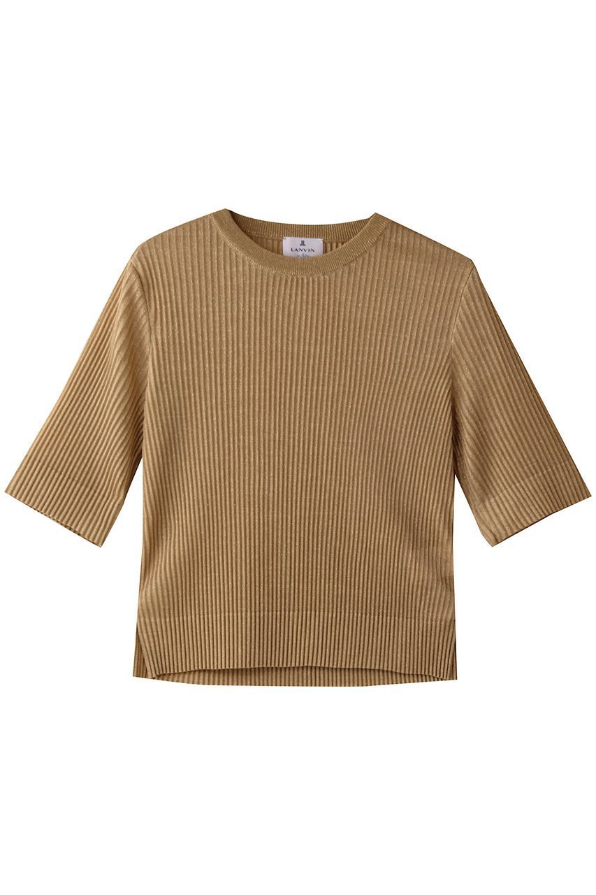 【ランバン オン ブルー/LANVIN en Bleu】のプリーツハーフスリーブニット インテリア・キッズ・メンズ・レディースファッション・服の通販 founy(ファニー) 　ファッション　Fashion　レディースファッション　WOMEN　トップス・カットソー　Tops/Tshirt　ニット　Knit Tops　プルオーバー　Pullover　バランス　Balance　プリーツ　Pleats　今季　This Season　NEW・新作・新着・新入荷　New Arrivals　ゴールド|ID: prp329100004570074 ipo3291000000032334859