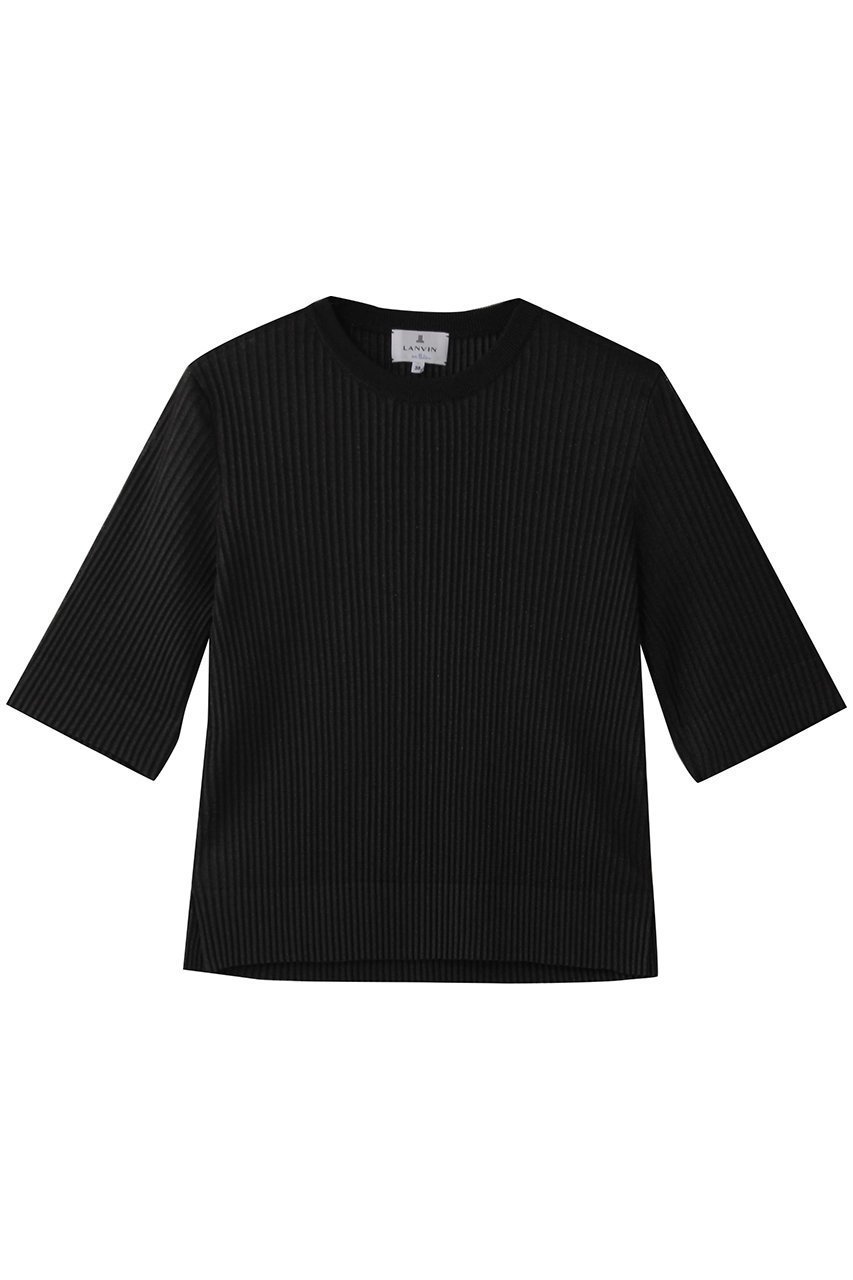 【ランバン オン ブルー/LANVIN en Bleu】のプリーツハーフスリーブニット インテリア・キッズ・メンズ・レディースファッション・服の通販 founy(ファニー) 　ファッション　Fashion　レディースファッション　WOMEN　トップス・カットソー　Tops/Tshirt　ニット　Knit Tops　プルオーバー　Pullover　バランス　Balance　プリーツ　Pleats　今季　This Season　NEW・新作・新着・新入荷　New Arrivals　ブラック|ID: prp329100004570074 ipo3291000000032334860