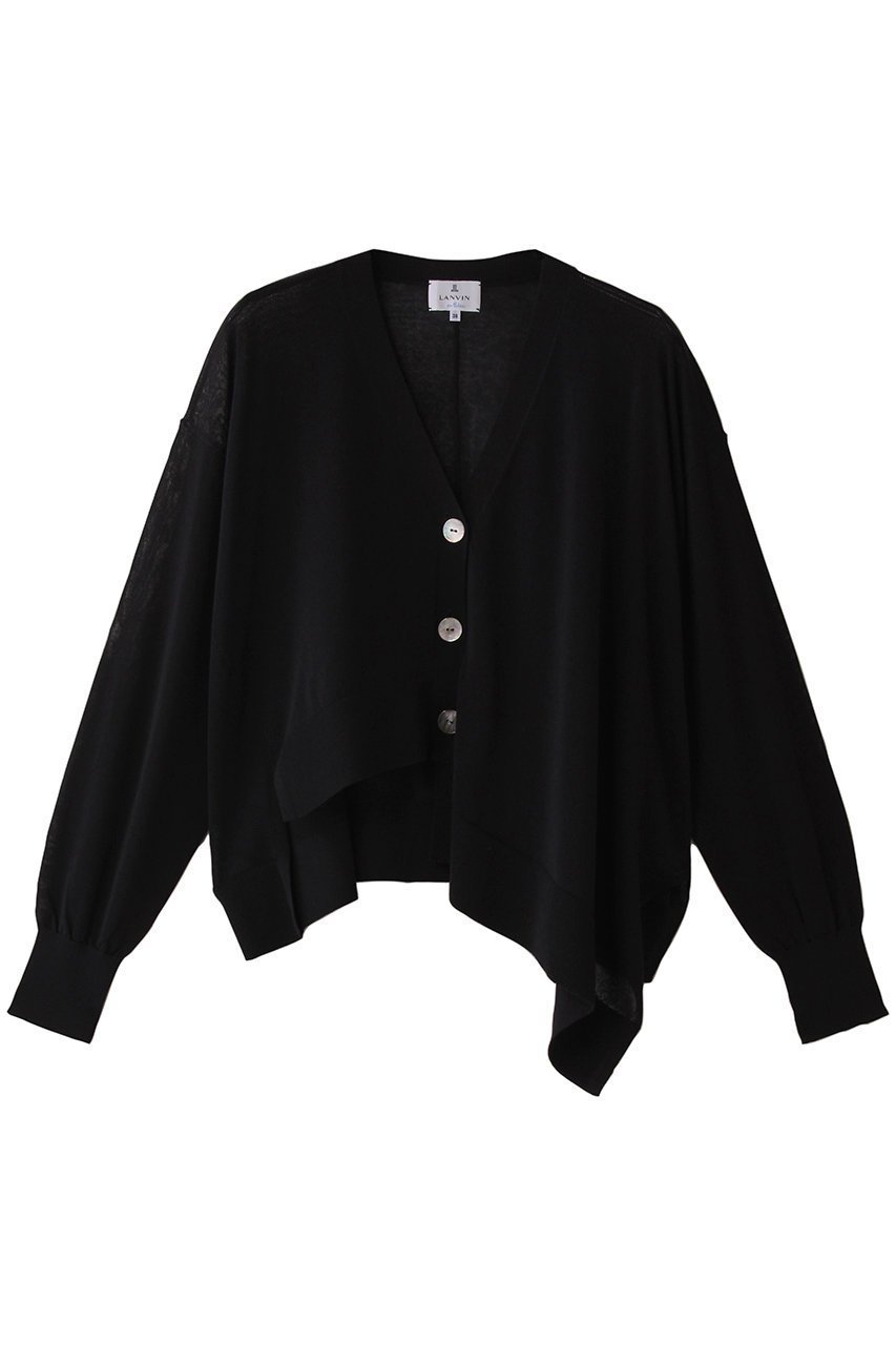 【ランバン オン ブルー/LANVIN en Bleu】のアシンメトリーヘムカーディガン インテリア・キッズ・メンズ・レディースファッション・服の通販 founy(ファニー) 　ファッション　Fashion　レディースファッション　WOMEN　トップス・カットソー　Tops/Tshirt　ニット　Knit Tops　カーディガン　Cardigans　カーディガン　Cardigan　トレンド　Trend　ボトム　Bottom　NEW・新作・新着・新入荷　New Arrivals　ブラック|ID: prp329100004570076 ipo3291000000032334873