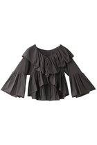 【ランバン オン ブルー/LANVIN en Bleu】のはっ水ナイロンラッフルブラウス 人気、トレンドファッション・服の通販 founy(ファニー) ファッション Fashion レディースファッション Fashion for Women トップス・カットソー Cut & Sew Tops シャツ・ブラウス・オフィスカジュアル Elegant Blouses & Button-Ups ショート Short, Short Length スリーブ Sleeve, Long Sleeve / Short Sleeve フレア Flare, Flared ロング Long, Long-Length thumbnail チャコールグレー|ID: prp329100004570080 ipo3291000000032793737