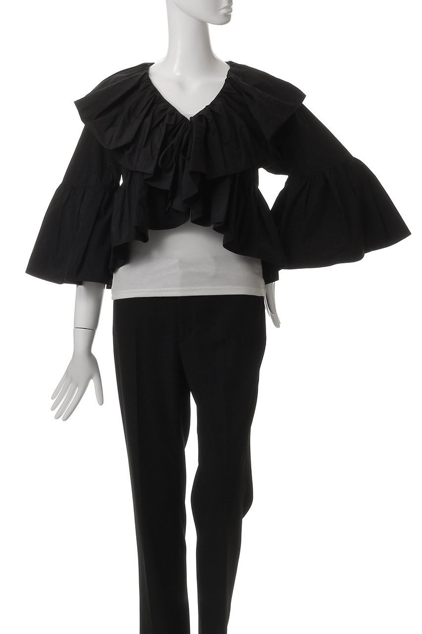 【ランバン オン ブルー/LANVIN en Bleu】のはっ水ナイロンラッフルブラウス 人気、トレンドファッション・服の通販 founy(ファニー) 　ファッション　Fashion　レディースファッション　Fashion for Women　トップス・カットソー　Cut & Sew Tops　シャツ・ブラウス・オフィスカジュアル　Elegant Blouses & Button-Ups　ショート　Short, Short Length　スリーブ　Sleeve, Long Sleeve / Short Sleeve　フレア　Flare, Flared　ロング　Long, Long-Length　other-2|ID: prp329100004570080 ipo3291000000036082914