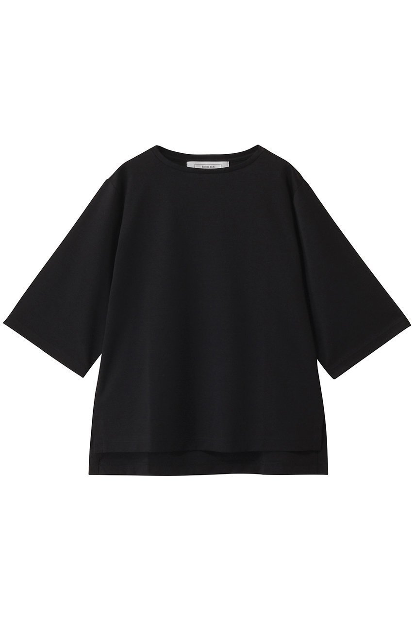【ルームエイト/Room no.8】のスーピマコットン ハーフスリーブトップス インテリア・キッズ・メンズ・レディースファッション・服の通販 founy(ファニー) 　ファッション　Fashion　レディースファッション　WOMEN　トップス・カットソー　Tops/Tshirt　シャツ/ブラウス　Shirts/Blouses　ロング / Tシャツ　T-Shirts　カットソー　Cut and Sewn　ショート　Short　シンプル　Simple　スリーブ　Sleeve　リラックス　Relax　エレガント 上品　Elegant　NEW・新作・新着・新入荷　New Arrivals　ブラック|ID: prp329100004570097 ipo3291000000032335022