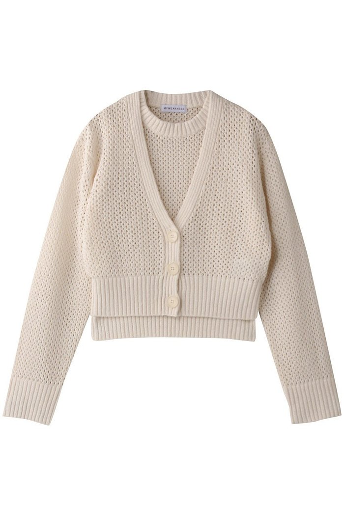 【マイ ウィークネス/MY WEAKNESS】のKnit Ensemble インテリア・キッズ・メンズ・レディースファッション・服の通販 founy(ファニー) https://founy.com/ ファッション Fashion レディースファッション Ladies' Fashion Online トップス・カットソー Tops/Tshirt ニット Knit Tops アンサンブル Knit Ensemble シャツ/ブラウス Shirts/Blouses ロング / Tシャツ T-Shirts カットソー Cut and Sewn アンサンブル Ensemble カーディガン Cardigan クロップド Cropped ショート Short シンプル Simple スリーブ Sleeve ノースリーブ No Sleeve バランス Balance メッシュ Mesh 夏 Summer 長袖 Long Sleeve |ID: prp329100004570121 ipo3291000000032335218
