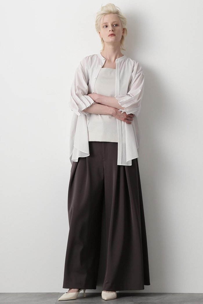 【ヒューエルミュージアム/hueLe Museum】の【STUMBLY】Cross Tack Wide Pants インテリア・キッズ・メンズ・レディースファッション・服の通販 founy(ファニー) https://founy.com/ ファッション Fashion レディースファッション Fashion for Women パンツ Pants & Trousers ドレープ Drape, Draping Fabric パターン Pattern, Design Print フレア Flare, Flared フロント Front, Front Design マニッシュ Mannish, Boyish |ID: prp329100004570161 ipo3291000000032809538