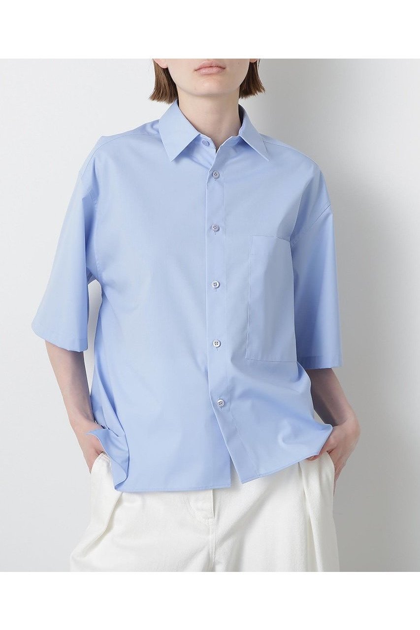 【ヒューエルミュージアム/hueLe Museum】の【STUMBLY】Half Sleeve Shirt インテリア・キッズ・メンズ・レディースファッション・服の通販 founy(ファニー) 　ファッション　Fashion　レディースファッション　WOMEN　トップス・カットソー　Tops/Tshirt　シャツ/ブラウス　Shirts/Blouses　ショート　Short　シンプル　Simple　スリーブ　Sleeve　タイプライター　Typewriter　ブルー|ID: prp329100004570163 ipo3291000000032335479