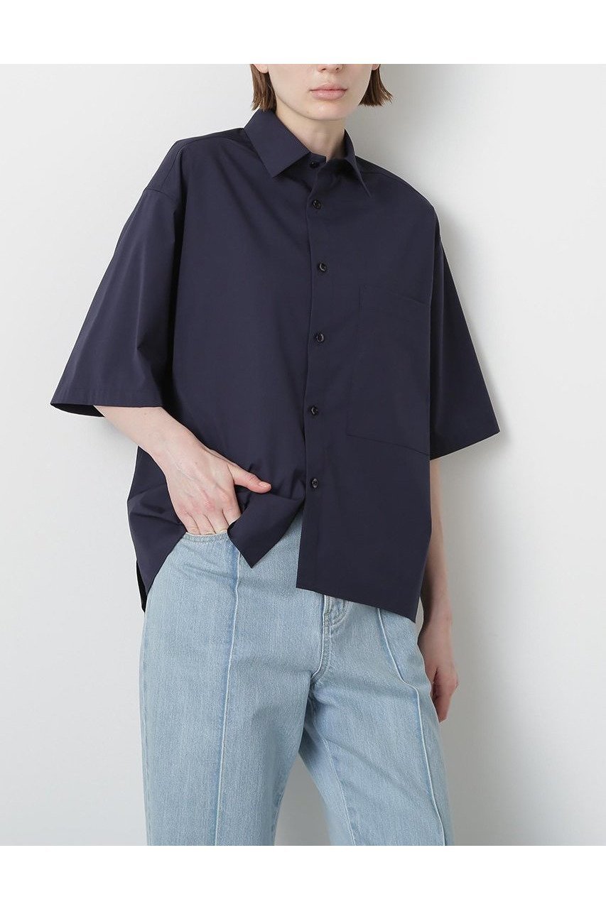 【ヒューエルミュージアム/hueLe Museum】の【STUMBLY】Half Sleeve Shirt インテリア・キッズ・メンズ・レディースファッション・服の通販 founy(ファニー) 　ファッション　Fashion　レディースファッション　WOMEN　トップス・カットソー　Tops/Tshirt　シャツ/ブラウス　Shirts/Blouses　ショート　Short　シンプル　Simple　スリーブ　Sleeve　タイプライター　Typewriter　ネイビー|ID: prp329100004570163 ipo3291000000032335480