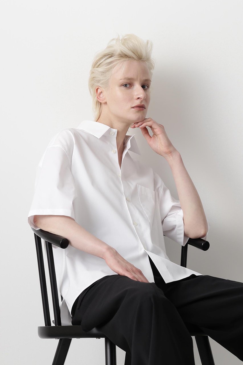 【ヒューエルミュージアム/hueLe Museum】の【STUMBLY】Half Sleeve Shirt インテリア・キッズ・メンズ・レディースファッション・服の通販 founy(ファニー) 　ファッション　Fashion　レディースファッション　Fashion for Women　トップス・カットソー　Cut & Sew Tops　シャツ・ブラウス・オフィスカジュアル　Elegant Blouses & Button-Ups　ショート　Short, Short Length　シンプル　Simple, Minimal　スリーブ　Sleeve, Long Sleeve / Short Sleeve　タイプライター　Typewriter Fabric, Crisp Cotton　ホワイト|ID: prp329100004570163 ipo3291000000035559749