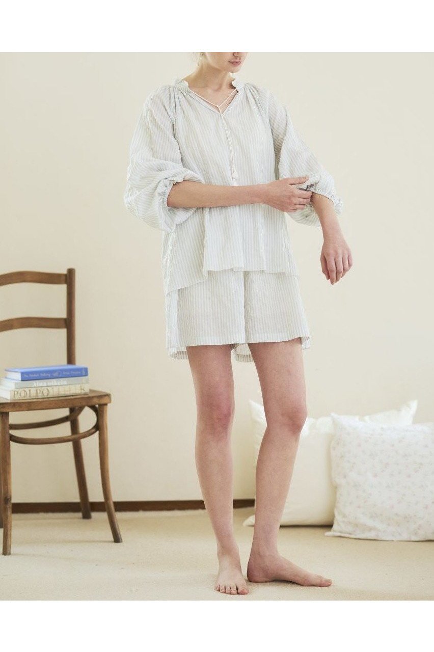【ナナデコール/nanadecor】のユーカリストライプタッセルブラウス 人気、トレンドファッション・服の通販 founy(ファニー) 　ファッション　Fashion　レディースファッション　WOMEN　トップス・カットソー　Tops/Tshirt　シャツ/ブラウス　Shirts/Blouses　サマー　Summer　ショート　Short　ストライプ　Stripe　スリーブ　Sleeve　セットアップ　Set Up　フェミニン　Feminine　ロング　Long　NEW・新作・新着・新入荷　New Arrivals　other-6|ID: prp329100004570170 ipo3291000000032335705