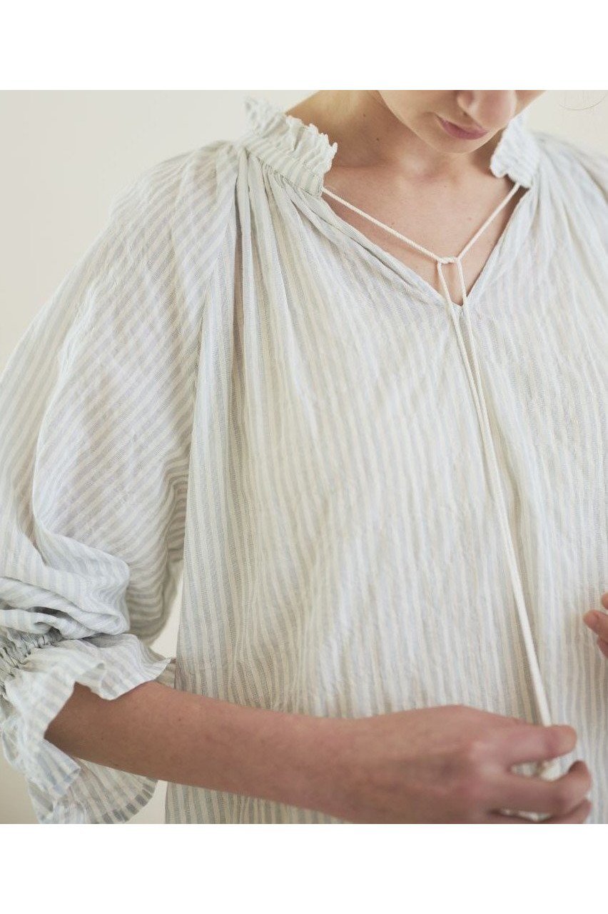 【ナナデコール/nanadecor】のユーカリストライプタッセルブラウス 人気、トレンドファッション・服の通販 founy(ファニー) 　ファッション　Fashion　レディースファッション　WOMEN　トップス・カットソー　Tops/Tshirt　シャツ/ブラウス　Shirts/Blouses　サマー　Summer　ショート　Short　ストライプ　Stripe　スリーブ　Sleeve　セットアップ　Set Up　フェミニン　Feminine　ロング　Long　NEW・新作・新着・新入荷　New Arrivals　other-7|ID: prp329100004570170 ipo3291000000032335706