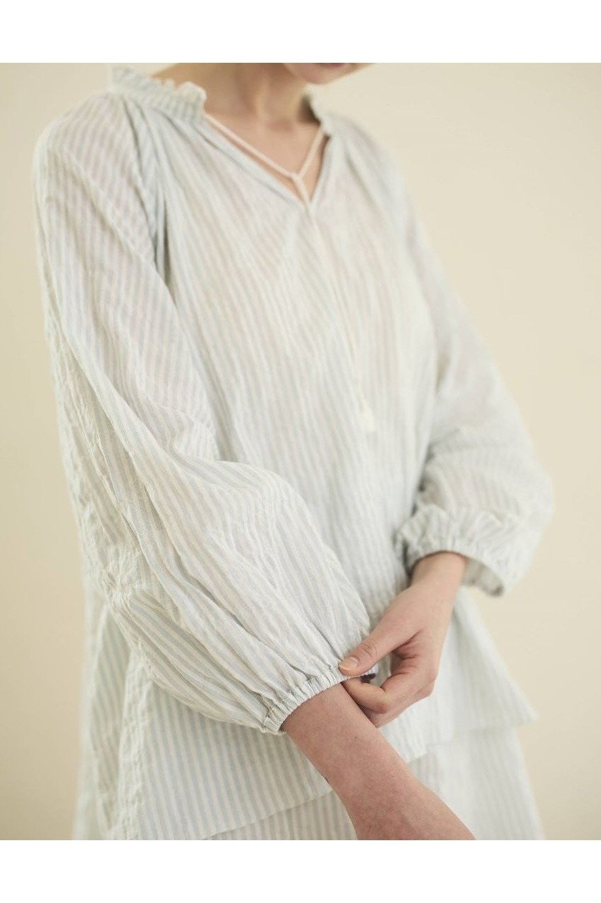 【ナナデコール/nanadecor】のユーカリストライプタッセルブラウス 人気、トレンドファッション・服の通販 founy(ファニー) 　ファッション　Fashion　レディースファッション　WOMEN　トップス・カットソー　Tops/Tshirt　シャツ/ブラウス　Shirts/Blouses　サマー　Summer　ショート　Short　ストライプ　Stripe　スリーブ　Sleeve　セットアップ　Set Up　フェミニン　Feminine　ロング　Long　NEW・新作・新着・新入荷　New Arrivals　other-8|ID: prp329100004570170 ipo3291000000032335707